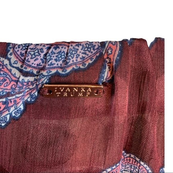 large blouse NWT size large flutter sleeve Ivanka trump burgundy paisley boho - Picture 4 of 8